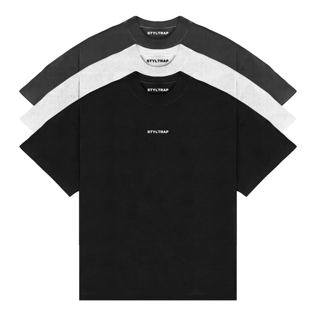 KIT WITH 3 PLAIN BOXY SHIRTS 