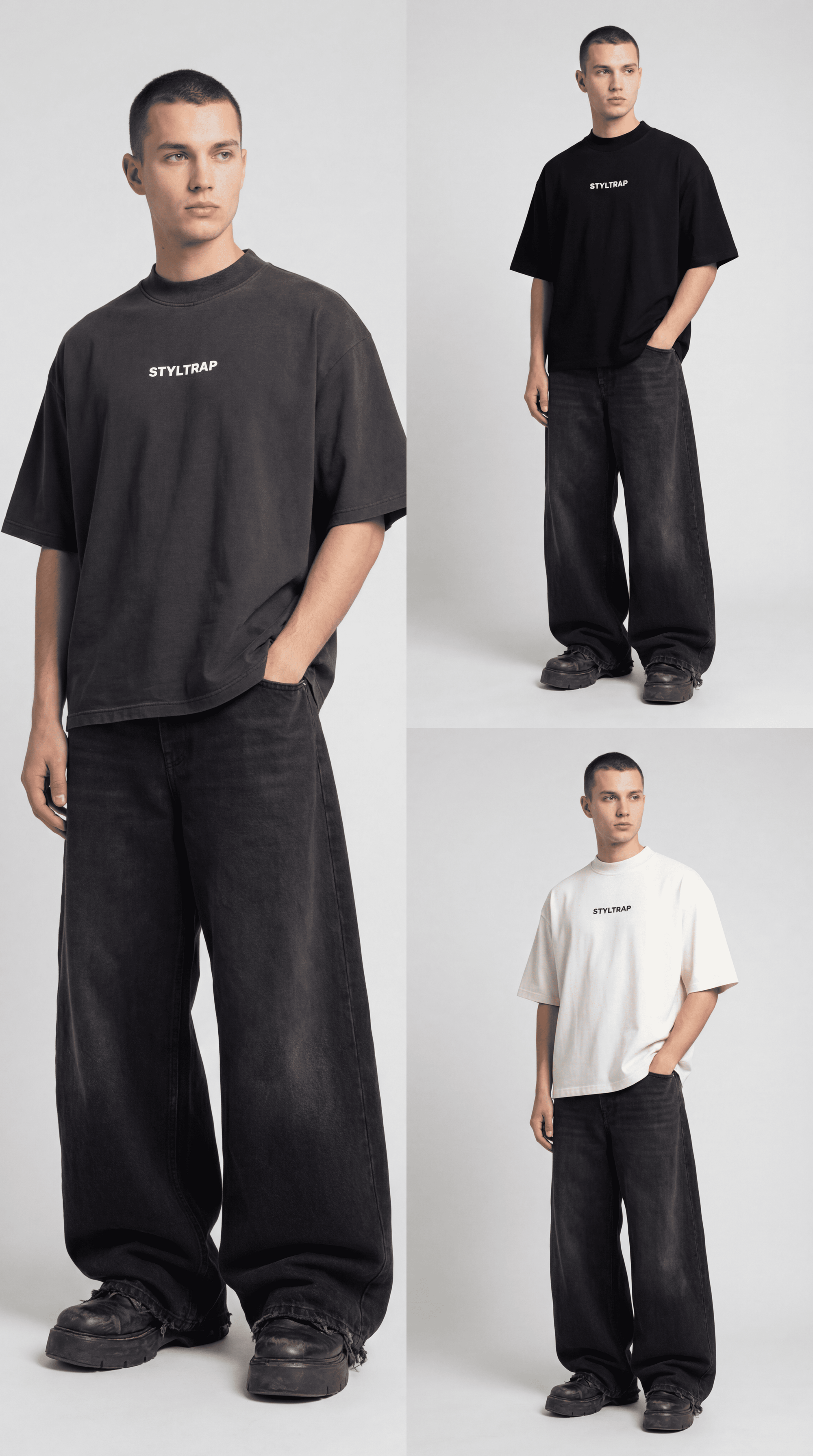 KIT COM 3 CAMISAS LISAS BOXY