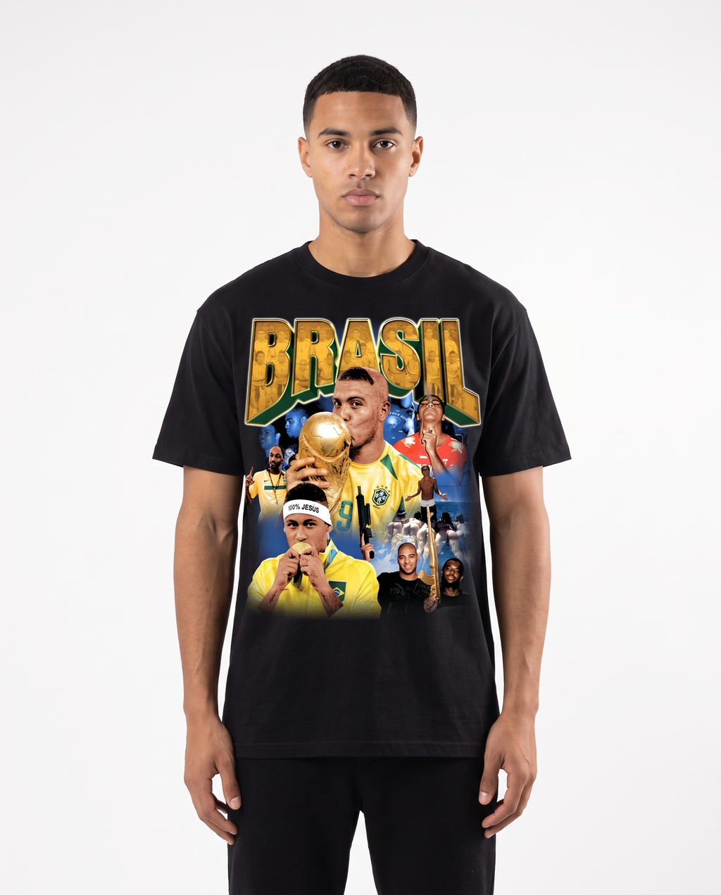 Camiseta BRASIL - modelo, fundo branco
