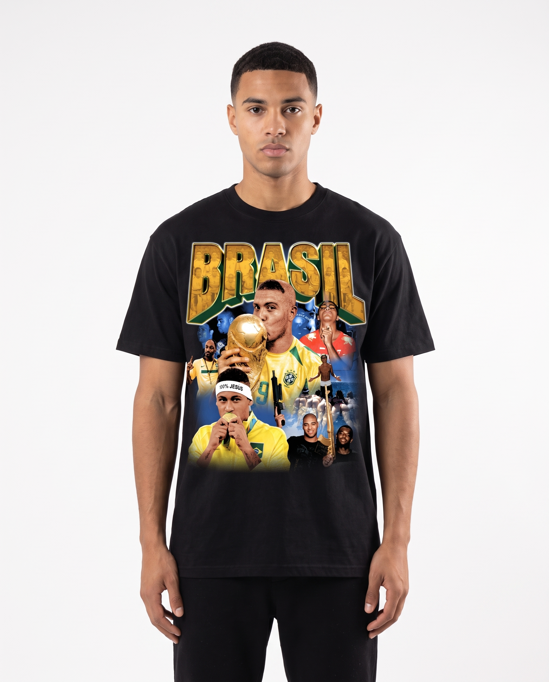 Camiseta BRASIL - modelo, fundo branco